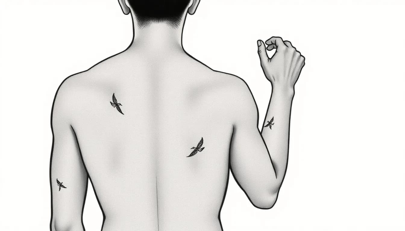 Tattoo placement guide showing forearm sleeve wrist chest and back placement areas