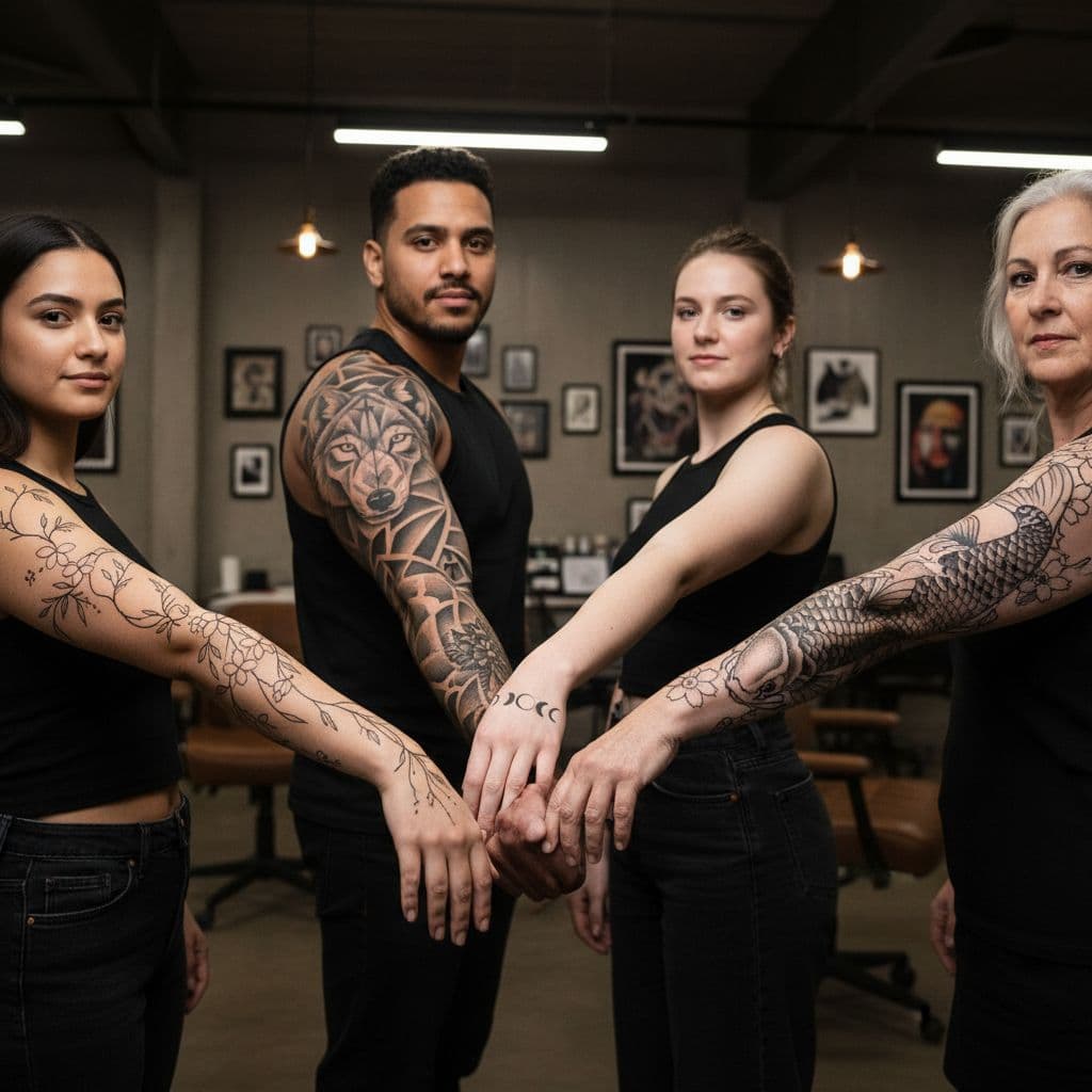 Different people showing unique tattoo styles β AI tattoo generator for everyone